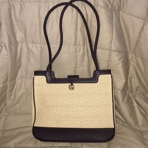 Etienne Aigner Handbag Purse Basket Brown Straps